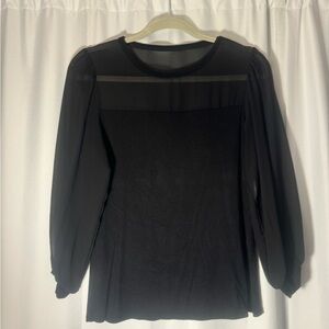 Tahari Black Sheer Panel Blouse